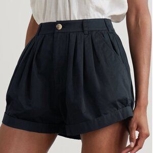 DÔEN Paige Pleated Organic Cotton-Poplin Shorts